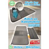 HASBY Büyük Boy 36x60 cm Bulaşıklık Katlanabilir Matlı Mikrofiber Katlanır Bez Mat Tezgah Kurutma