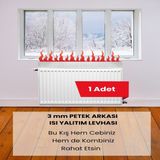 Hasby Kalorifer Peteği Arkası Isı Yalıtım ve Izolasyon Levhası Radyatör Arkalığı Yalıtım Malzemesi Petek Arkası Ev Isı Tasarruf - 1 Adet