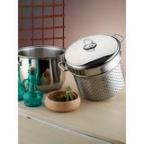 Hascevher 20 cm Haşlama Süzgeçli Spaghetti Tencere Metal Kapaklı Kumsal Tepeli