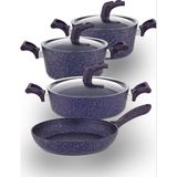 Hascevher Karina 7 Parça Granit Vega Mor Tencere Seti 18/22/26/26 cm