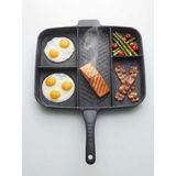 Haschef Zümrüt 5 Bölmeli Döküm Yanmaz Yapışmaz Koku Tutmaz Tava 38 cm - Siyah