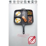 HASCHEF Zümrüt 5 Bölmeli Döküm Yanmaz Yapışmaz Koku Tutmaz Tava 38 Cm