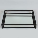 Hasdil Home Düz Kesim Dekoratif Aynalı, Söz, Nişan, Sunum, Damat, Kahve Tepsisi Tray-01 - Siyah
