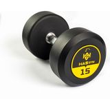 Hasgym 15 kg Kauçuk Kaplı Profesyonel Olimpik Dumbbell ( Dambıl ) - Siyah