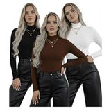 Hashtag Kadın Balıkçı Yaka Uzun Kollu Body 3'lü Set Viskon Kumaş - Siyah - S - M