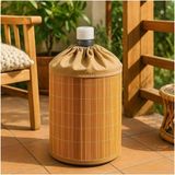 Hasır Bambu Damacana Kılıfı – 53X42 cm El Örgüsü Hasır Damacana Örtüsü, Estetik Su Damacanası Kaplama, Dekoratif Ev ve Mutfak Aksesuarı 19 L Damacana Uyumlu - 301 - Siyah - Option-1