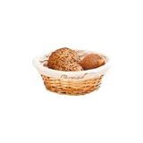 Hasır Ekmek Sepeti, Kumaş Astarlı, Yuvarlak, Doğal Renk, Sofra Servisi Için 23X8 cm - Genel - Çok Renkli