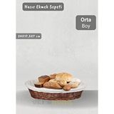 Hasır Ekmek Sepeti Oval Çok Amaçlı Sepet Orta Boy Yılbaşı Sepeti 24 Cm Kahverengi