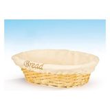 Hasır Ekmek Sepeti, Oval, Doğal Renk, Kumaş Astarlı, Sofra Servisi Için 28X21X9 - Çok Renkli