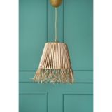Hasır Görünümlü Handmade Sarkıt Avize 25 cm | Bohem Dekoratif Tekli Avize | E27 Duylu Doğal Rattan Stil Tavan Lambası | Püskül Detaylı Rustik Aydınlatma | HMY Design