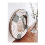 Hasır Halat Çerçeveli Yuvarlak Duvar Aynası - 40 cm (2)