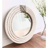 Hasır Halat Çerçeveli Yuvarlak Duvar Aynası - 60 cm (2)