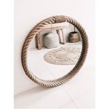 Hasır Halat Çerçeveli Yuvarlak Duvar Aynası - 60 cm