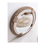 Hasır Halat Çerçeveli Yuvarlak Duvar Aynası - 80 cm