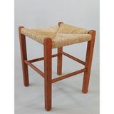 Hasır Örgülü Ahşap Tabure Ceviz 45cm (35cmx35cm)