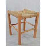 Hasır Örgülü Ahşap Tabure Natürel 45cm (35cmx35cm)