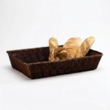 Hasır Örme Ekmek Sepeti, Dikdörtgen, Koyu Kahverengi, Fırın ve Sunum için 51x36x10 cm