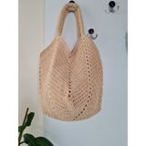 Hasır Orta Boy Kol Plaj Çantası Saman Rengi El Örgüsü - 40x46 Askı 45 cm - Sarı