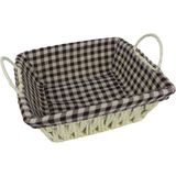 Hasır Rattan Ekmeklik Ekmek Sepeti Kare Ekose Kumaşlı - Genel - Renkli