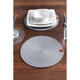 Hasırhane 2 Adet Yuvarlak Supla | Amerikan Servis Runner | Tabak, Tava, Altlığı Sofra Sunumluk - 33 x 33 - Gri