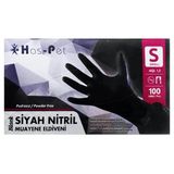 Haspet Muayene Eldiveni Nitril Pudrasız Siyah Small 100'lü
