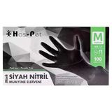 Haspet Muayene Eldiveni Siyah Nitril 100Lü Medium 2'Li Ekonomik Paket