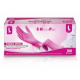 HASPET Pembe Nitril Muayene Eldiveni, Pudrasız, Large, 100'lü Paket, Koruyucu Eldiven