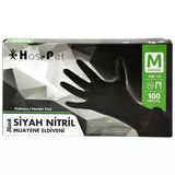 Haspet Siyah Nitril Pudrasız Muayene Eldiveni M Beden