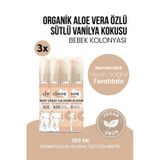 Hassas Bebek Kolonyası 3’lü Avantaj Seti Sütlü Vanilya Kokulu Nemlendirici Aloe Vera Özlü 150 ml x 3