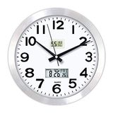 Hassas Dijital 36 cm Dijital Termometreli Nem Ölçerli Nemölçerli Satine Metal Ofis Duvar Saati