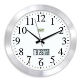 Hassas Dijital 48 cm Dijital Termometreli Nem Ölçerli Camlı Satine Aluminyum Metal Ofis Duvar Saati