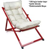 Hastunç Bora Şezlong Seti Bahçe&balkon&teras&plaj Katlanır Set -1 Şezlong - Kırmızı