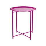 Hastunç Modern Tasarımlı Katlanır Metal Orta Sehpa Mor Renk 46x46 cm Yuvarlak Şekil