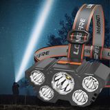 Hasuba 150W Ultra Güçlü USB Şarjlı 5 LED Kamp Av Için Kafa Feneri - Siyah