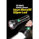 HASUBA 50 Watt 5000 Lümen Süper Led Uzun Menzilli 546 Metreye Kadar Güçlü 1x26650 Lion Batarya