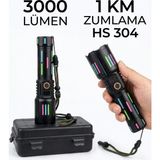 Hasuba Hs 304 Şarjlı El Feneri - 3000 Lümen - standart - Siyah