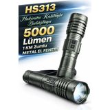 Hasuba HS313 5000 Lümen Şarj Edilebilir Zoomlu Metal El Feneri - 1 Km Menzilli - standart - Siyah