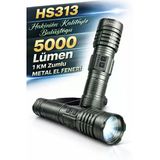 Hasuba Hs313 5000 Lümen Şarj Edilebilir Zoomlu Metal El Feneri - 1 Km Menzilli