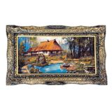 Hasyılmaz Çiçekli Köprü Adlı İran Tebriz Halı Tablo 123x73cm - Duvar Halı Kilim Tablo