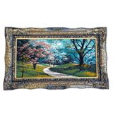 Hasyılmaz Pembe Yol Adlı İran Tebriz Halı Tablo 123x75cm - Duvar Halı Kilim Tablo