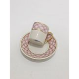 Hasyılmaz Raynoud Limoges Pembe Detaylı Kahve Fincan Takımı - 1 - Renkli