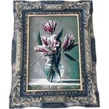 Hasyılmaz Sükûnetin Laleleri Adlı İran Tebriz Halı Tablo 94x74cm - Duvar Halı Kilim Tablo