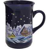 Hasyılmaz Vintage Christmas Kar Yağışı Temalı Porselen Kupa 10,5cm 003 - Renkli - 100 ml