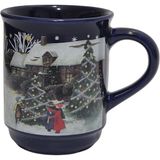 Hasyılmaz Vintage Christmas Kar Yağışı Temalı Porselen Kupa 9cm 005 - Renkli - 100 ml