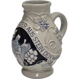 Hasyılmaz Vintage Kabartma Motifli Taş Seramik Şarap Sürahisi 15CM - Şeffaf - 15 ml