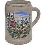 Hasyılmaz Vintage Tankart Ceylan Figürlü Alman Bira Bardağı 13,5cm - Renkli - 13 ml