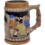 Hasyılmaz Vintage Tankart Kabartmalı Insan Tasfirli Alman Seramik Bira Bardağı 11,8cm 001 - 1 Adet - 0 - 200 ml