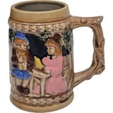 Hasyılmaz Vintage Tankart Kabartmalı Insan ve Doğa Tasfirli Alman Seramik Bira Bardağı 11,8cm 003 - 1 Adet - 0 - 200 ml
