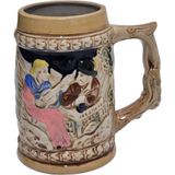 Hasyılmaz Vintage Tankart Kabartmalı Insan ve Doğa Tasfirli Alman Seramik Bira Bardağı 11,8cm 004 - 1 Adet - 0 - 200 ml