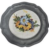 Hasyılmaz Vintage Zınn Çerçeveli Dekoratif Çiçek Temalı Duvar Tabağı 10cm 005